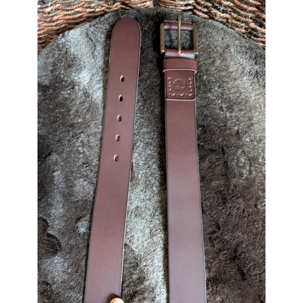 NWOT Timberland Leather Belt Men 42 Brown Western Boho Casual Minimalist Cowboy